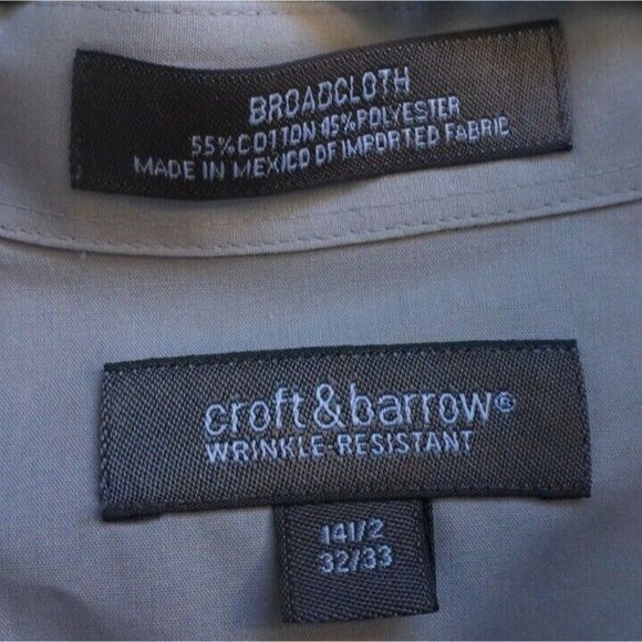 Croft & Barrow Long sleeve Button down Dress Shirt, Men's, Gray, Size 14.5 32/33 - Picture 3 of 4